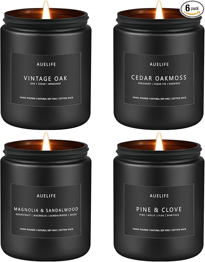 Scented Candles Set | Masculine Candle, Gifts for Men - Soy Candles for Home Scented - 4 Pack Aromatherapy Candle Gift - Scent of Vintage Oak/Cedar Oakmoss/Magnolia & Sandalwood/Pine & Clove - Bloomnest