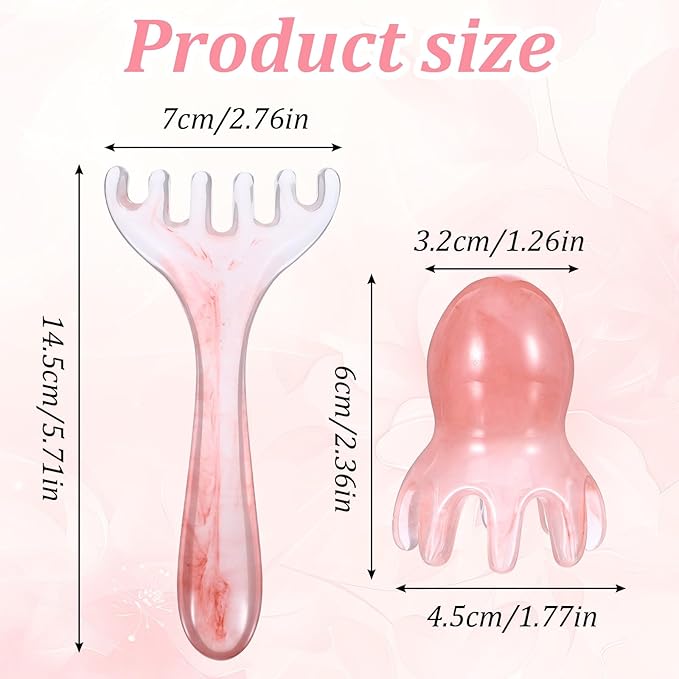 ElevateTech Head Massager Tool Scalp Comb, 2 Pcs Head Massager Comb and 1 Pcs Six Claw Manual Hair Scalp Massagers Gua Sha Tool Resin Hair SPA Acupressure Tools for Mother‘ Day Birthday Gifts Bloomnest