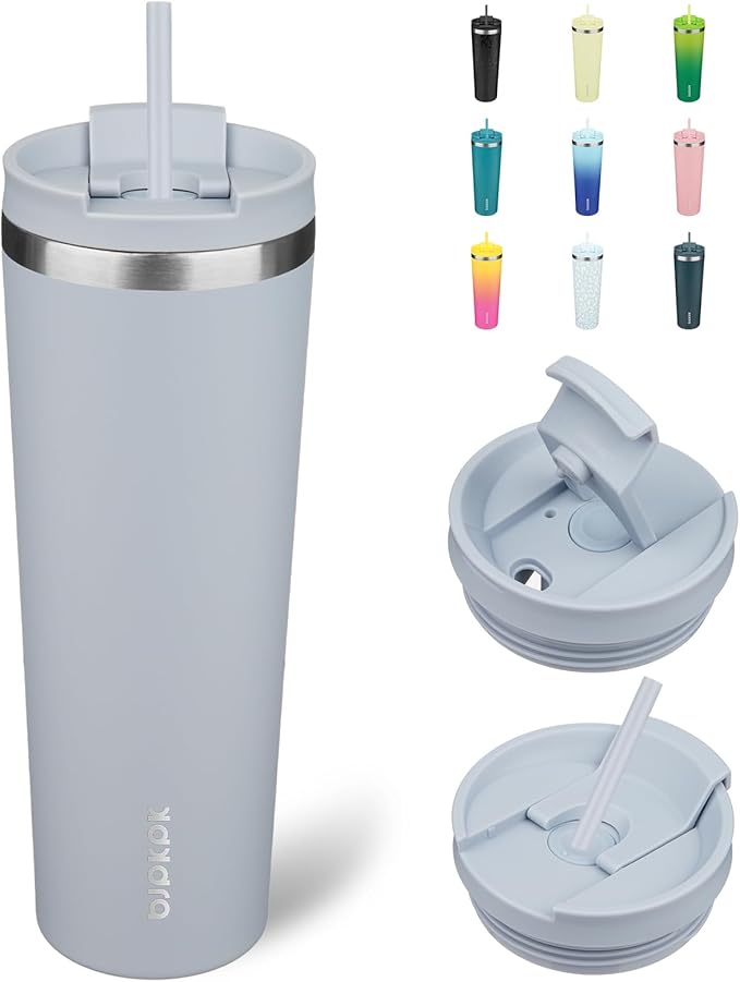 BJPKPK 30oz Stainless Steel Insulated Tumbler With lid And Straw Travel Coffee Thermal Tumblers Cup For Women And Men,Modern Blue - Bloomnest