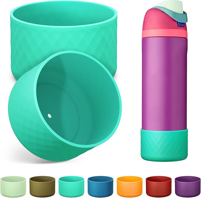 2PCS Silicone Water Bottle Boot for Owala 24oz 32oz 40oz, Anti-Slip Protective Sleeve Bottom Bumper Protector for FreeSip, Twist, and Flip Stainless Steel Water Bottles Alwenid