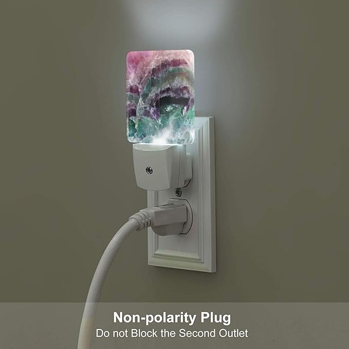 Colorful Fluorite Crystal Stone Night Light,Plug Into Wall Decor for Stairway,Hallway,Kitchen,Dusk to Dawn Sensor Nightlights for Boys/Girls/Women/Men Room Gifts - Bloomnest