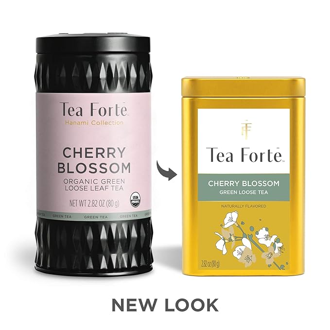 Tea Forte Cherry Blossom Premium Loose Leaf Caffeinated Green Tea Blend Canister, Makes 35-50 Cups - Bloomnest