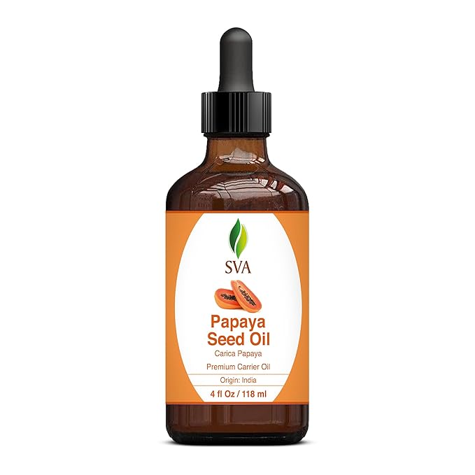 SVA Papaya Seed Oil - 4 Fl Oz – 100% Natural Cold Pressed Papaya Oil - for Face, Skin Care, Hair Care, Scalp Massage & Body Massage – Carrier Oil with Dropper - Bloomnest