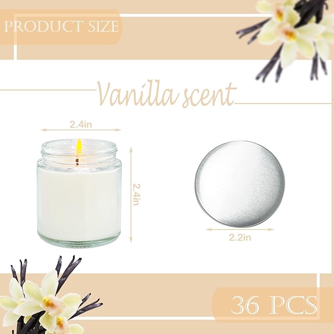 36 Pcs 4 Oz Mini Soy Candles,Vanilla Scented,Aromatherapy Candle,Bulk Candle Set，Great Stress Relieving Scented Candles for Girls as a Gift for Birthdays, Weddings and More! - Bloomnest