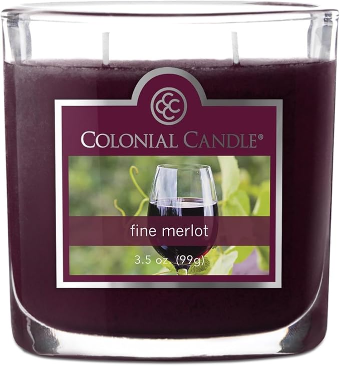 Colonial Candle Fine Merlot Scented Jar Candle, 2 Wick, 3.5 oz, Mottled Wax Candle - Bloomnest