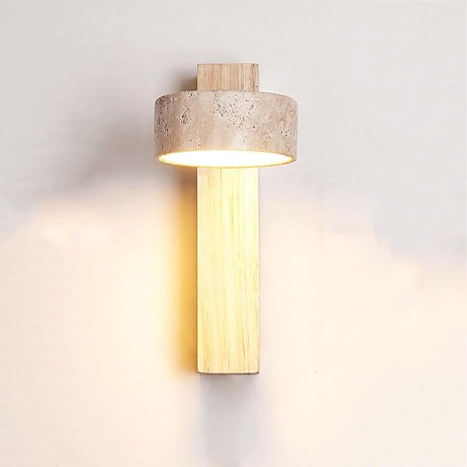 Japanese Wabi-Sabi LED Wall Sconce with Natural Stone Shade,Vintage Swivel Wall Lights,Modern Wall Sconce for Bathroom Mirror, Kitchen,Dining Room,Hallway,Vanity Lighting (B, 1 Head) - Bloomnest