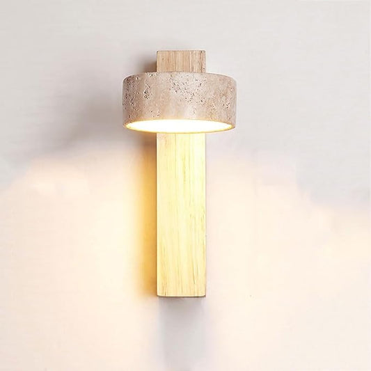 Japanese Wabi-Sabi LED Wall Sconce with Natural Stone Shade,Vintage Swivel Wall Lights,Modern Wall Sconce for Bathroom Mirror, Kitchen,Dining Room,Hallway,Vanity Lighting (B, 1 Head) - Bloomnest