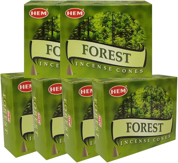 TRUMIRI Incense Cone Holder Bundle with Hem Forest Incense Cones - Pack of 6 (Approx 60 Cones) TRUMIRI