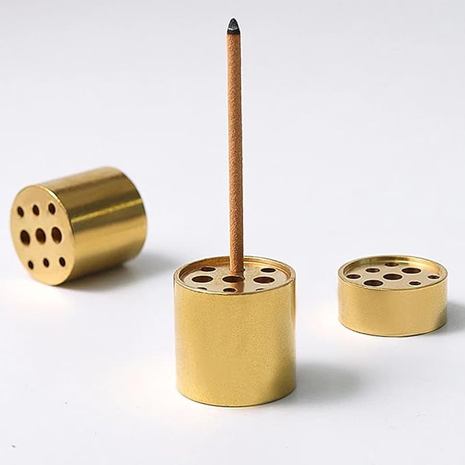 Brass Incense Holder with 9 Holes, Medium Incense Stick Holder for Meditation Yoga Relaxation, Alloy Burner for Traditional Japanese Nepal Sticks, Home Office Decor - Bloomnest
