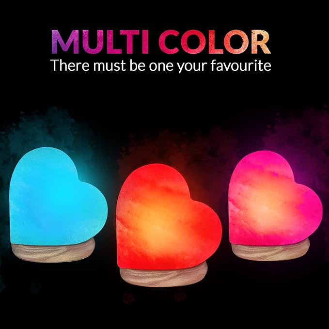 Himalayan Glow 944AC USB Heart Salt Lamp, Multicolor Night light, Best Home Decor by WBM - Bloomnest