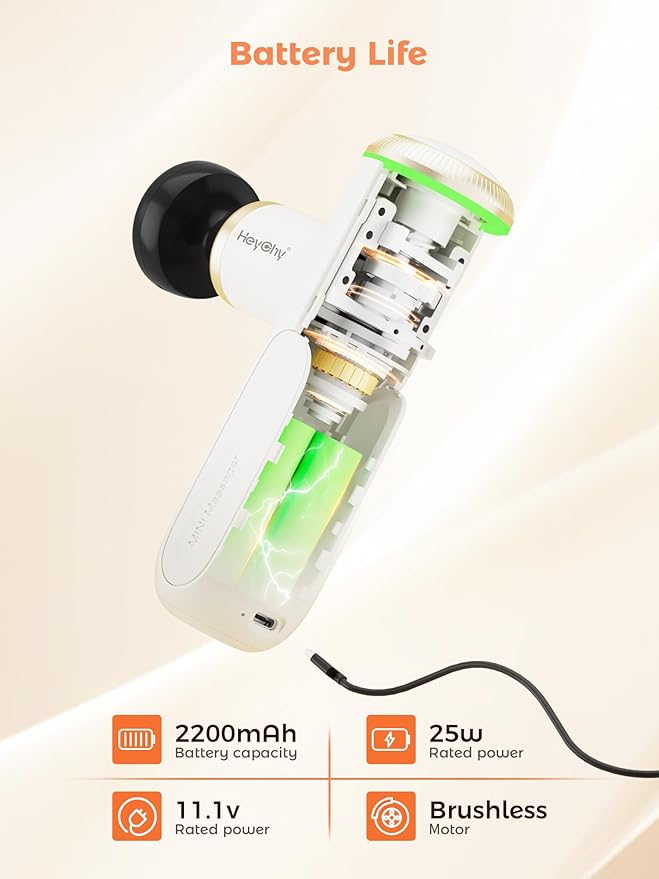 A1 Super Mini Massage Gun, Percussion Deep Tissues Muscle Massager (Heat-White) - Bloomnest
