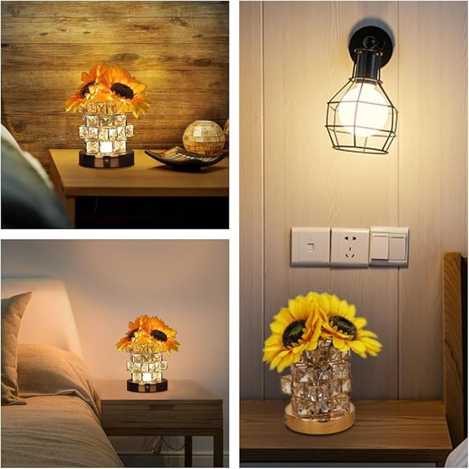 Flower Lamp with USB Charge,3-Colour Infinitely Dimmable Artificial Sunflower LED Table Lamp,Rechargeable Cordless Touch Small Night Light,Gift Ideas for Mothers Day,Xmas,Birthday (Sunflowers01) - Bloomnest