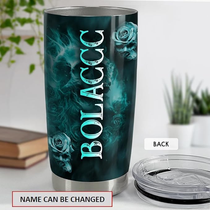 SANDJEST Personalized Skull Tumbler Roses Skulls Art 20oz 30oz Tumblers with Lid Gift for Women Men Friends Skull Lovers Christmas Birthday - Bloomnest