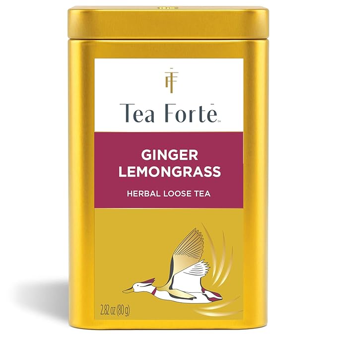 Tea Forte Ginger Lemongrass Premium Loose Leaf Caffeine-Free Herbal Tea Blend Canister, Makes 35-50 Cups - Bloomnest