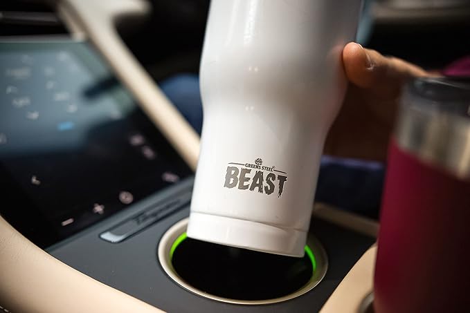 BEAST Insulated Coffee Mug – 900 ml I Arctic White I Stainless Steel I Reusable, Insulated Cups I 2 Straws and Cleaning Brush, Double Walled Travel Coffee Thermos I Hot or Iced Coffee - Bloomnest