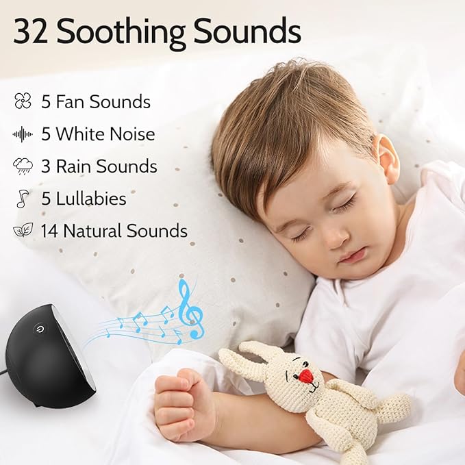 White Noise Machine Calming Sleep Sound Machine with 32 Soothing Sounds Loud Pink Brown Noise Machine for Baby Kid Adults Noise Cancelling Machine with 36 Volume Levels 4 Timer for Office Privacy - Bloomnest