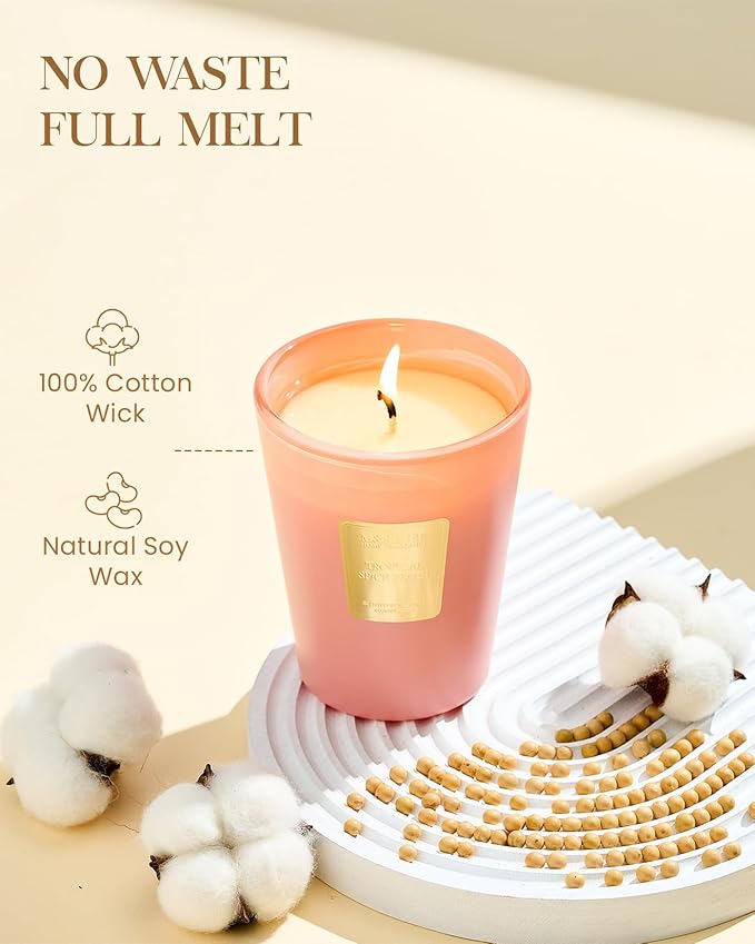 M&SENSE Tropical Spice Peach Scented Candle Home Decor, Natural Soy Wax,4.1oz 60 Hours Long Lasting Slow Burning, Aromatherapy Candle for Stress Relief - Bloomnest
