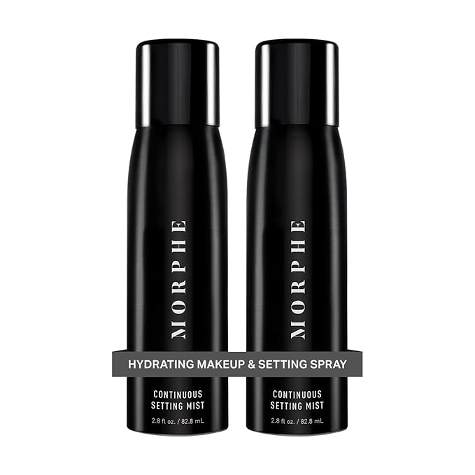 Morphe Continuous Setting Mist - Micro-Fine Makeup Setting Spray with a Natural Radiant Finish - Helps Makeup Resist Caking or Fading & Increases Wear of Foundation (2 Count, 2.8 fl oz) - Bloomnest