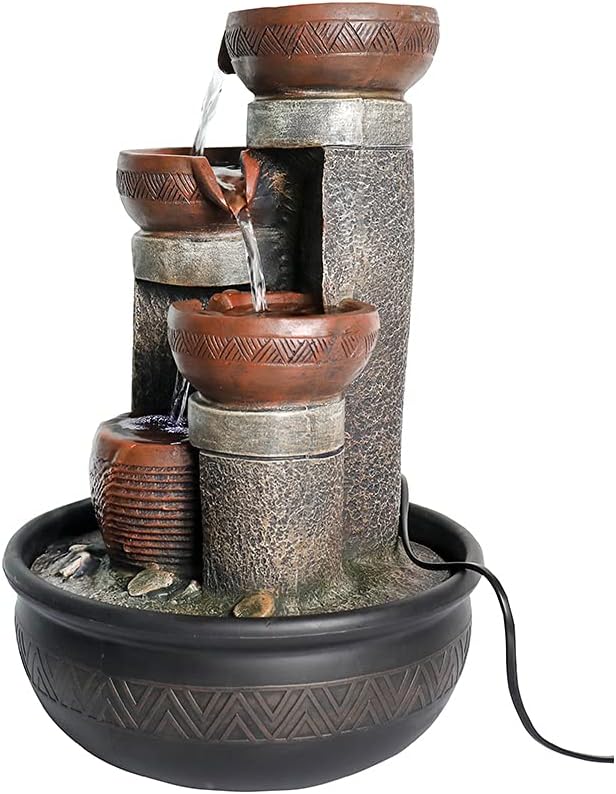 Tabletop Water Fountains Indoor Waterfall and Calming Water Sound Relaxation Desktop Fountain，The for Office, Room Decoration, Portable Feng Shui Fountain Indoor and Outdoor