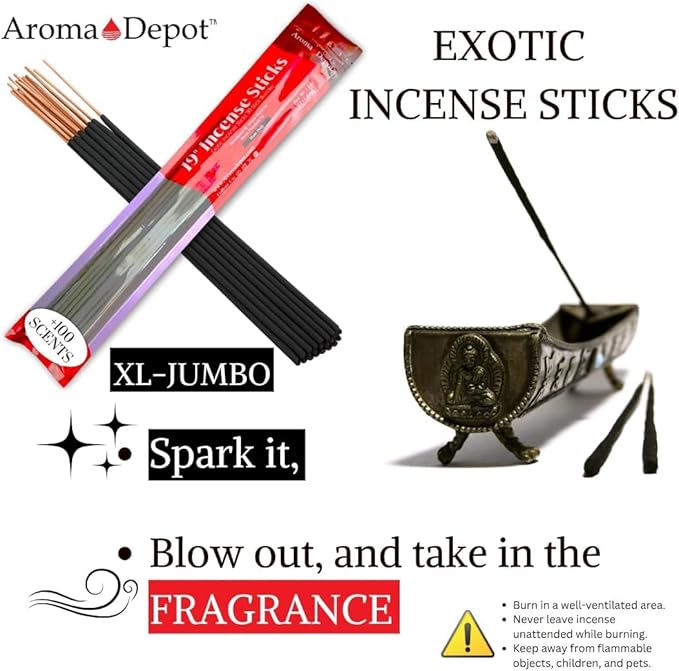 Aroma Depot 19 Inch Cherry Incense Sticks – Jumbo 19” Extra Long Charcoal Incense, 27–30 Count (1 Pack), 3–4 Hour Burn