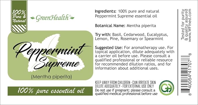 2-Pack Peppermint Essential Oil – 100% Pure Mentha Piperita – Two 1 fl oz Amber Glass Bottles – Aromatherapy, Diffusers – GreenHealth - Bloomnest