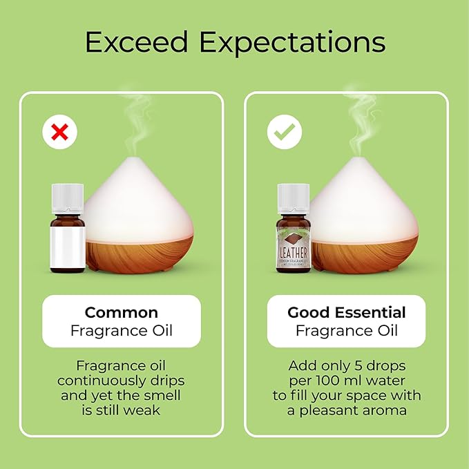 Good Essential Professional Leather Fragrance Oil, 0.33 Fluid Ounces - Leather Scent for Candle Warmers, Wax Melts, and Diffusers GoodEssential