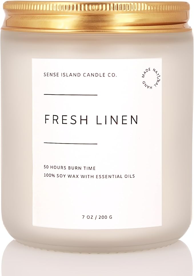 Fresh Linen Scented Candle for Home Scented 50+ Hrs Long Lasting100% Natural Soy Wax Clean Linen | Candle Gifts for Women Men Highly Scented House Warming Gifts - Bloomnest