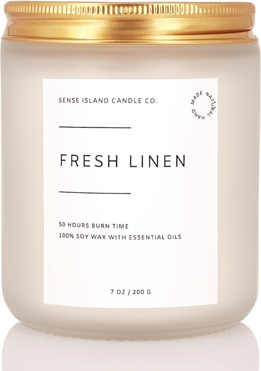 Fresh Linen Scented Candle for Home Scented 50+ Hrs Long Lasting100% Natural Soy Wax Clean Linen | Candle Gifts for Women Men Highly Scented House Warming Gifts - Bloomnest