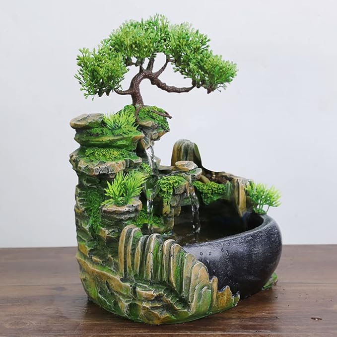 Rockery Water Fountain Desktop, Indoor Water Fountains, Zen Meditation Indoor Waterfall, Desktop Fountain for Home Office Bedroom Decoration - Bloomnest