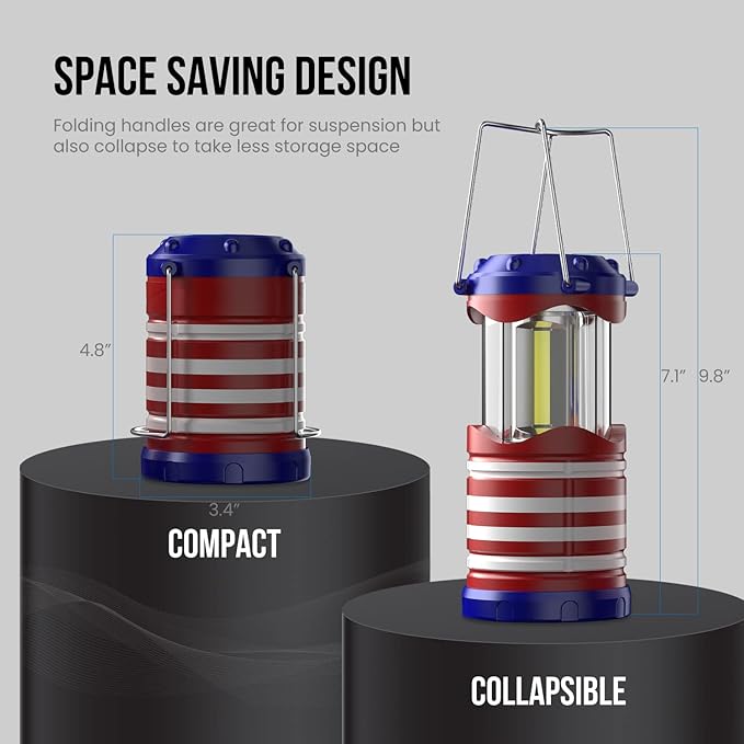 Lichamp LED Camping Lantern, 4 Pack Battery Powered Flashlight for Power Outages, Portable Collapsible Hanging Light Essential for Home, Outdoor, Emergency Lamp Survival Kit Gear for Hurricane, I4AF - Bloomnest