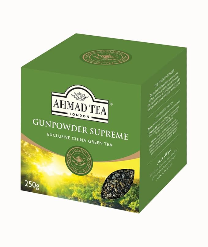 Ahmad Tea Green Tea, Gunpowder Loose Leaf, 500g - Caffeinated & Sugar Free - Bloomnest