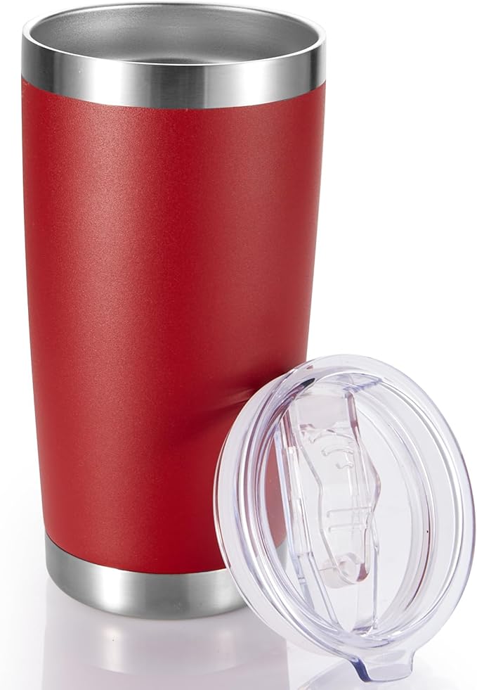 20 oz Tumbler Stainless Steel Tumblers with Lid Double Wall Vacuum Insulated Coffee Mug 20oz Powder Coated Cup for Hot and Cold Drinks, Red, 1 pack - Bloomnest