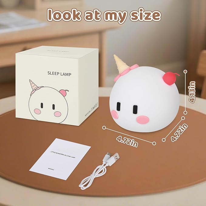 Monster Night Light for Kids Lamp, 8 Color Changing Dimmable Timer Bedside Night Lights, Squishy Silicone Lamp for Boys Girls Baby, Rechargeable Nursery Lamp for Toddler - Bloomnest