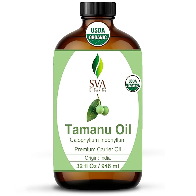 SVA Tamanu Seed Oil Organic - 32 Fl Oz – 100% Natural Cold Pressed Tamanu Oil - for Face, Skin Care, Hair Care, Scalp Massage & Body Massage – Carrier Oil - Bloomnest