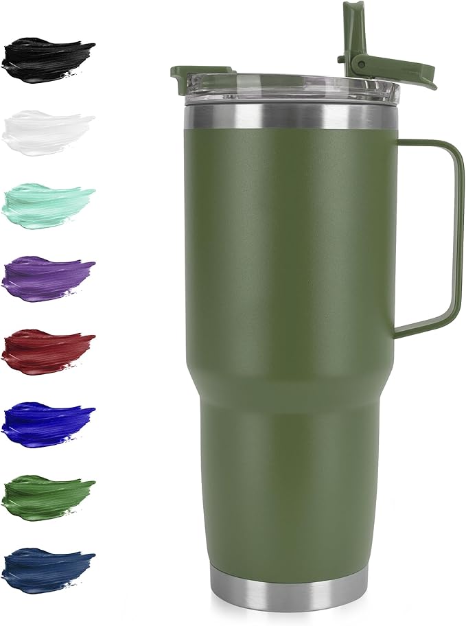HASLE OUTFITTERS 30oz Tumbler With Handle, Insulated Travel Coffee Mug With Straw Leak-Proof Double Wall Stainless Steel Vacuum Tumblers Metal Cup with Straw for Hot and Cold Drink - Bloomnest