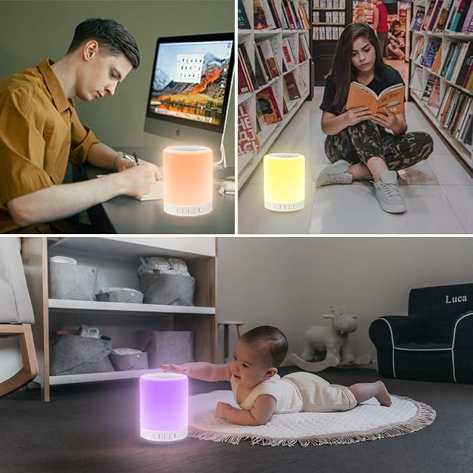 Elecstars Touch Bedside Lamp - with Bluetooth Speaker, Dimmable Color Night Light, Outdoor Table Lamp with Smart Touch Control, Best Gift for Men Women Teens Kids Children Sleeping Aid - Bloomnest