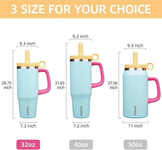 BJPKPK 32oz Stainless Steel Insulated Tumbler with Handle and Straw Travel Coffee Mug Thermal Cups with Lid,Sky Blue - Bloomnest