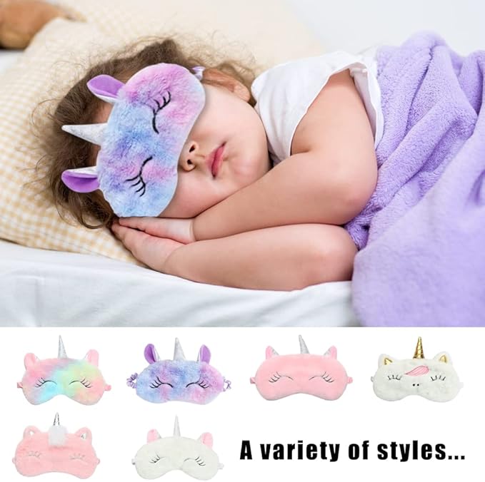 2 Pcs Cute Sleep Mask Cute Animal Sleep Mask Soft Plush Blindfold Eye Covers for Women Girls Kids - Bloomnest
