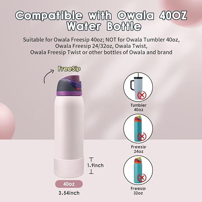 2PCS Silicone Water Bottle Boot, Compatible with Owala 24oz 32oz 40oz, Protective Anti-Scratch & Anti-Dent No Noise Sleeve Cover for FreeSip/Twist/Flip Water Bottles (Dreamy Field, 40oz) BKBY