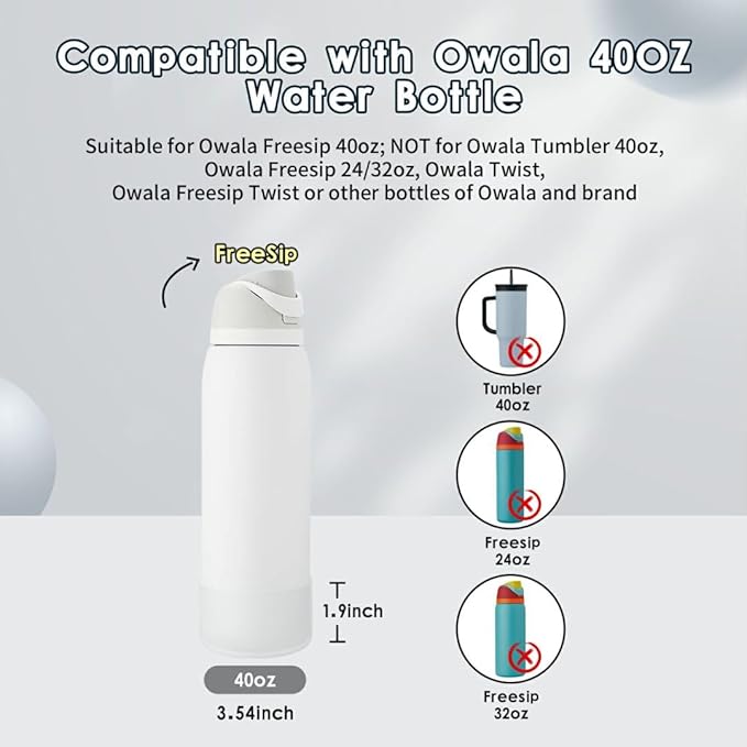 2PCS Silicone Water Bottle Boot, Compatible with Owala 24oz 32oz 40oz, Protective Anti-Scratch & Anti-Dent No Noise Sleeve Cover for FreeSip/Twist/Flip Water Bottles (Transparent, 40oz) BKBY