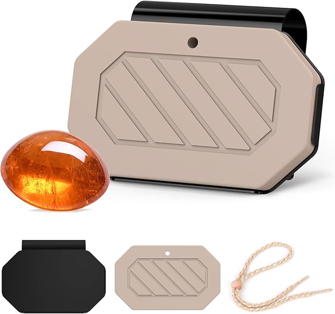 Car Air Freshener, 2-in-1 Stone Car Freshener with Visor Clip & Hanging Scent Diffuser, Natural Scent Stone Diffuser, Long-Lasting Odor Eliminator for Car or Home, Textured Amber - Bloomnest