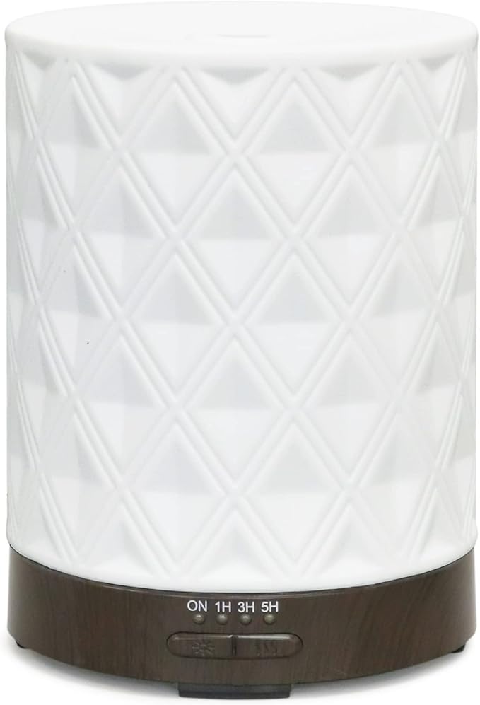 Earnest Living Essential Oil Diffuser for Large Room White Ceramic 250ml Aromatherapy Diffuser with 4 Timers 7 Night Lights and Auto Off Function for Home Gift EarnestLiving