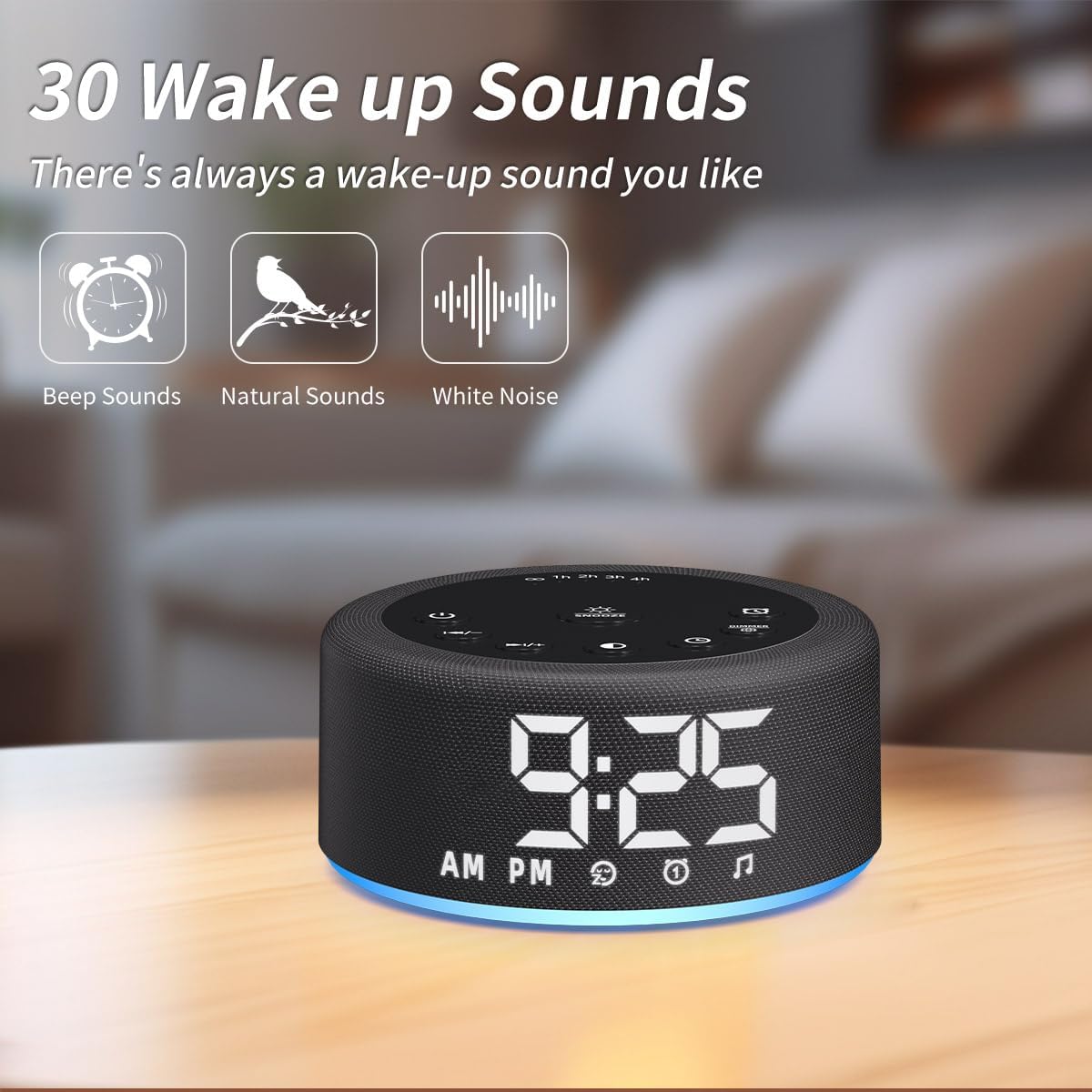 【3 in 1】 Sound Machine Alarm Clock Night Light White Noise Machine with 27 Sleeping Sounds for Baby Kids Adults 32 Level Volume Auto Off Timer Memory Function Digital Clock with 30 Wake Up Sounds