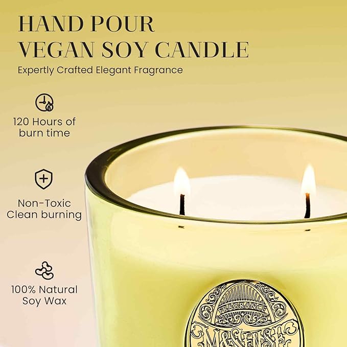 M&SENSE Large Two-Wick Soy Candle | Seattle Rainforest & Matcha Green |19.8 oz, 120H Burn Time | Luxury Scented Candle for Relaxation, Gifting, Home Décor | Ideal for Bedroom, Office, Party Ambiance - Bloomnest