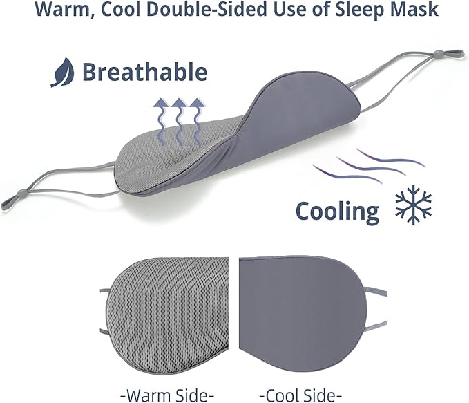Sleeping Mask 2 Pack, Warm, Cool Double-Sided Use of Sleep Mask, Super Soft Blindfold with Adjustable Strap, Block Out Light, Comfort Sleep Eye Mask for Travel Meditation Nap - Bloomnest