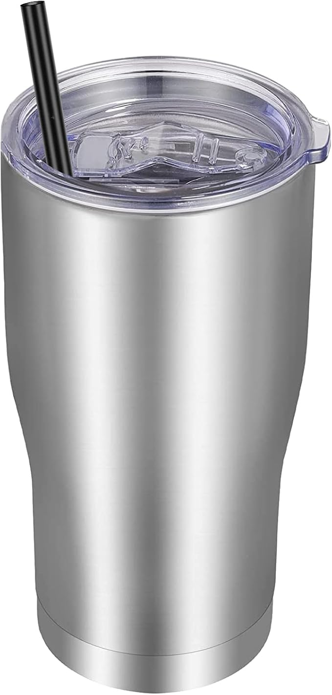 VEGOND 20oz Tumbler Stainless Steel Tumbler Cup with Lid And Straw Vacuum Insulated Double Wall Travel Coffee Mug(Stainless 1 Pack)