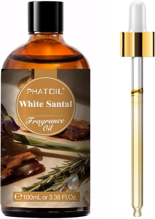 PHATOIL 3.38FL.OZ White Santal Fragrance Oils for Aromatherapy, Essential Oils for Diffusers for Home, Perfect for Diffuser, Yoga, Skin Care, DIY Candle and Soap Making - 100ml - Bloomnest