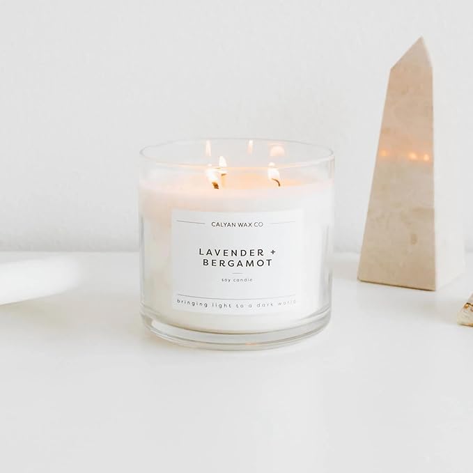 Calyan Wax Co. Everyday Scented Candle Set, Bundle of 4 Scented Candles, Bulk 3 Wick Candles, Non Toxic & Vegan Soy Wax, Candle Gift Set, 43 Hour Burn Time, 14.9oz Each - Bloomnest