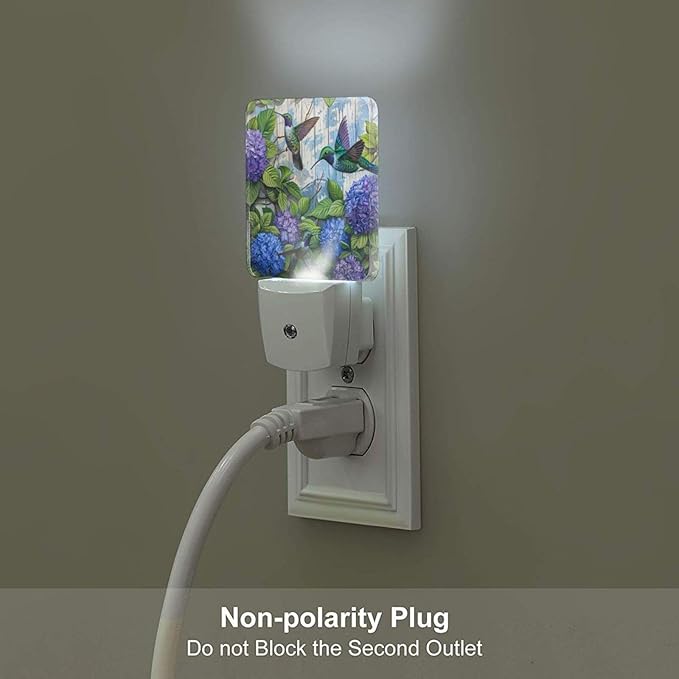 Led Night Light, Floral Hydrangea Hummingbird Decorative Plug in Nightlights,with Smart Auto Dusk to Dawn Night Light for Bedroom, Kitchen, Nursery, Bathroom - Bloomnest