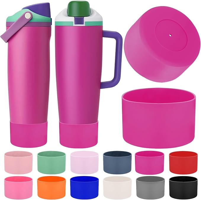 Mity rain 2PCS Protective Silicone Boots for Owala 30oz & 40oz FreeSip Sway Bottles & Tumblers - Accessories for owala, Enhances Stability & Prevents Scratches (Rose Red) Mityrain